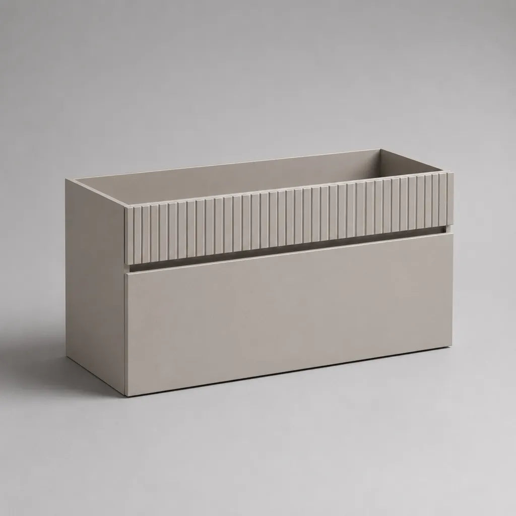 Mobile sottolavabo sospeso in MDF con 2 cassetti, tortora, 80 × 46 × 55 cm