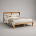 Letto matrimoniale in pino massello con testiera a ripiani, marrone chiaro naturale, 160 × 200 cm