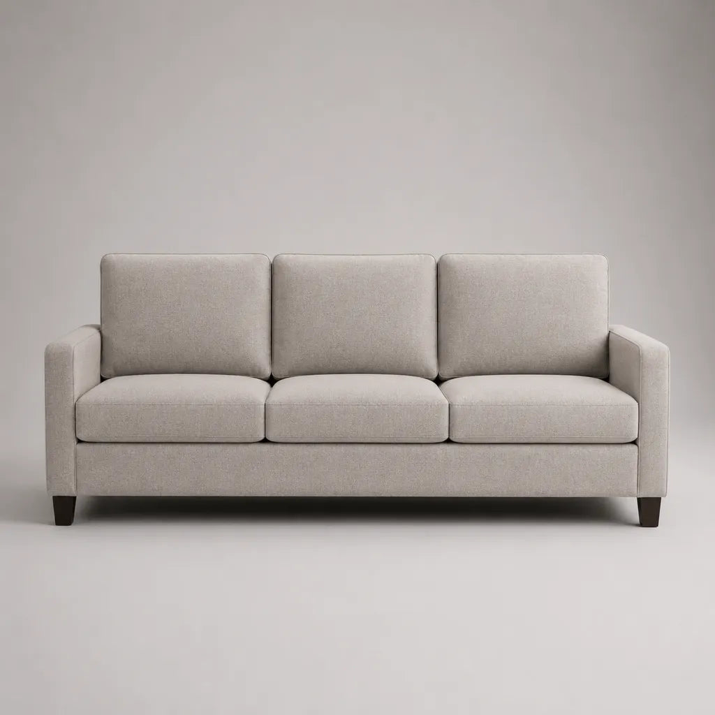 Divano lineare 3 posti in tessuto beige chiaro, 205 x 86 x 88 cm