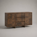 Credenza rettangolare in legno marrone scuro 140 × 40 × 80 cm con 2 ante e 3 cassetti