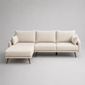 Divano angolare 3 posti con penisola sinistra in poliestere beige, 225 x 150 x 88 cm