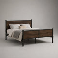 Letto matrimoniale 160 x 200 cm in acciaio e legno, marrone noce e nero, 208 x 168 x 110 cm