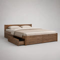 Letto matrimoniale in pino massello marrone noce 208 x 168 x 100 cm, piano letto 160 x 200 cm, con rete a doghe e 4 cassetti