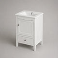 Mobile bagno da pavimento in MDF bianco con lavabo rettangolare in ceramica, anta e cassetto, 60 x 46 x 85 cm